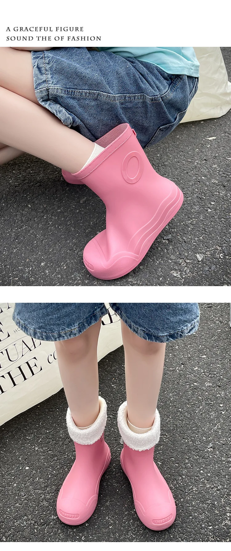Plus Size 35-42 wasserdichte Regenstiefel für Damen, modische, leichte Gummistiefel, rutschfeste große Regenschuhe für Damen, Schwarz, Blau – Detail 16