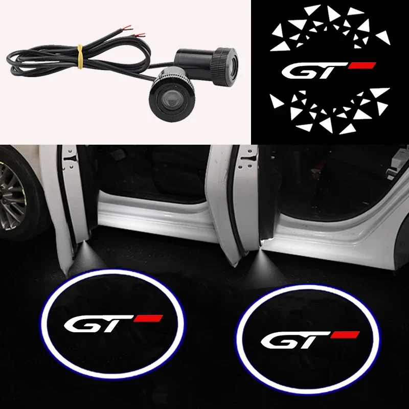 LED Car Welcome Ambiance Light Collision Avoidance Courtesy Lamp for Peugeot GT Logo Emblem Car Door Decor Auto Accessories