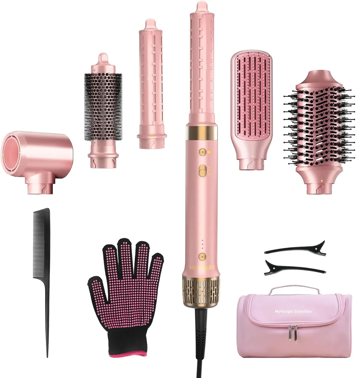 

StyleVibe 6-in-1 Air Styler, Hair Dryer & Blow Dryer Brush with Travel Case - Auto Wrap Curls (L/R), Fast Drying, Thermal Round
