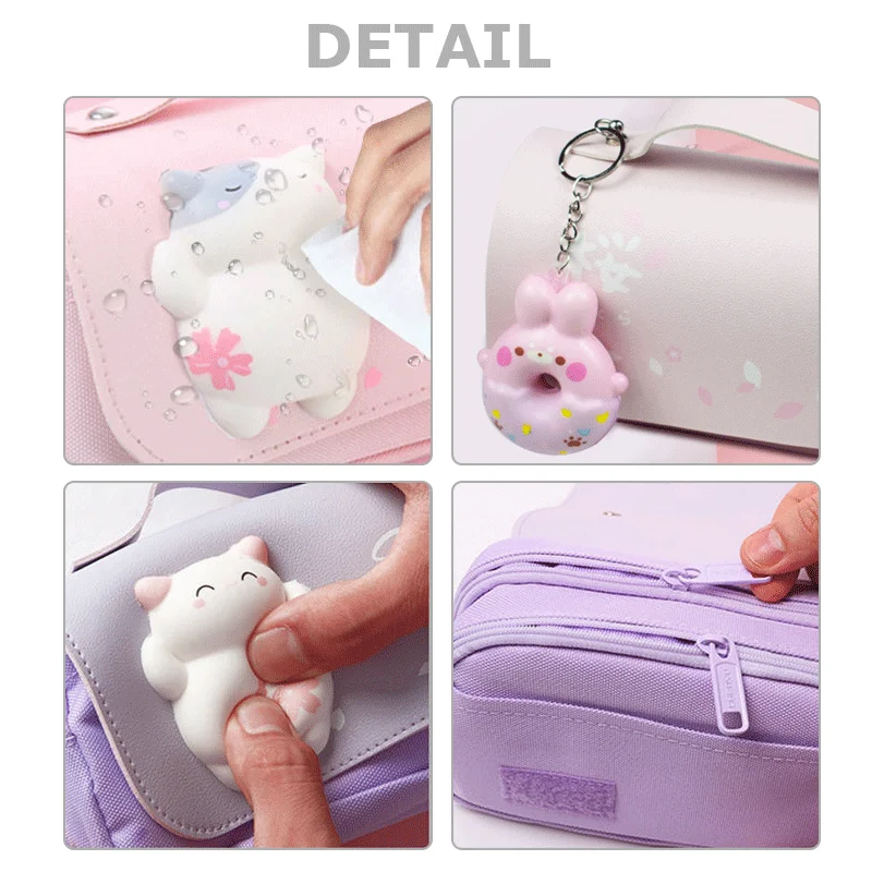 Imagem -04 - Kawaii 3d Lápis Couro Estojo Impermeável Bolsa de Grande Capacidade Bolsa Astronauta Meninas Escola e Escritório Papelaria Suprimentos