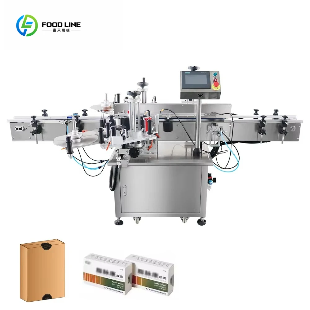 Controlled Servo Motor Automatic Electric Self Adhesive Sticker Double Corner Labeling Machine for Metal/Glass/Wood customized