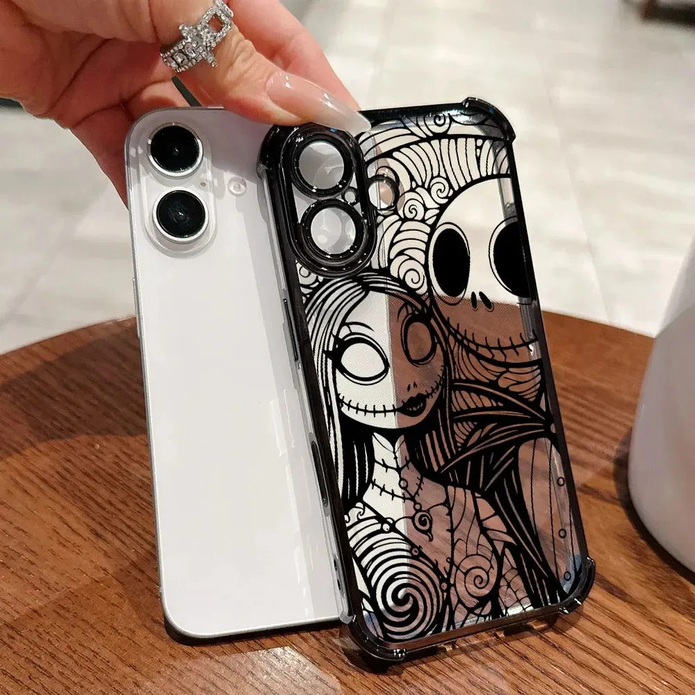 Anime Jack SkellingtonS SallyS Plating Phone Case For Samsung A37 A57 A36 A16 A06 A35 A55 A25 A26 A05s A15 A54 A34 A24 A14 4G 5G