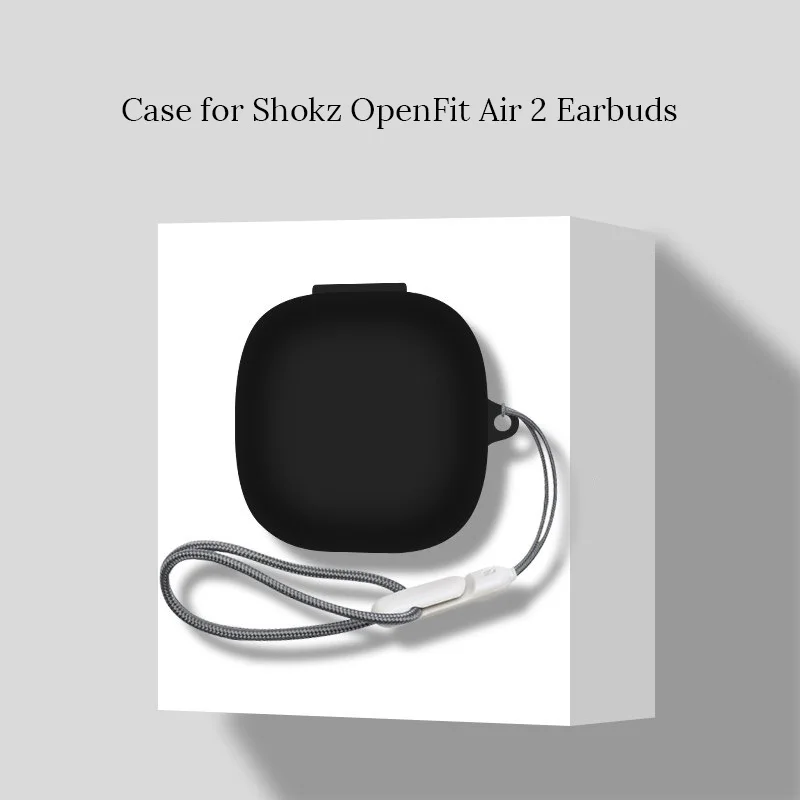 Weiche Silikonhülle für Shokz OpenFit Air 2 Kopfhörer, stoßfest, vollständige Schutzhülle mit Anti-Verlust-Schlaufe, Zubehör für Ohrhörer.
