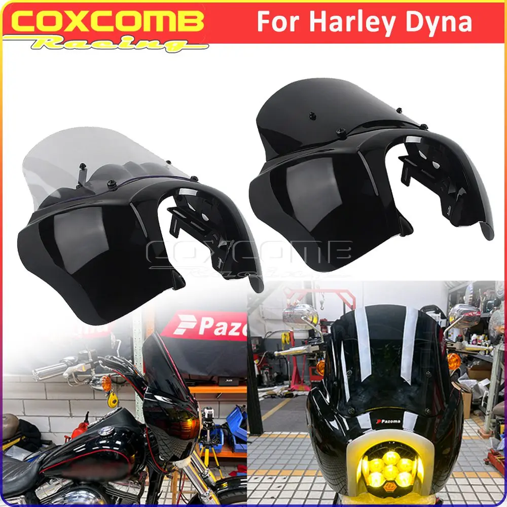 

For Harley Dyna FXDL FXDLS FXDF FXDB FXDC FXDWG Motorcycle Wind Deflector Fairing Cover Motorcycle Front Light Mask Cowl Bracket