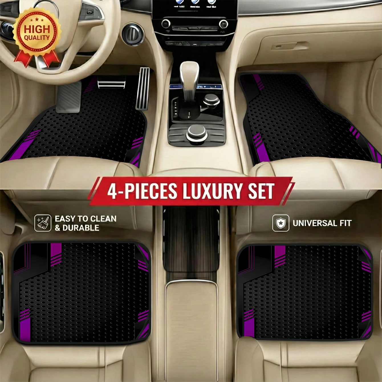 4pcs Personalised Car Mats In Panel Style, Unique Interior Look, Universal Fit, Great Gift For Car Enthusiasts