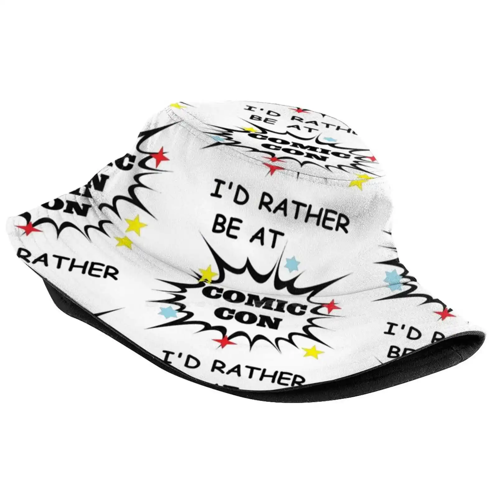 I'D Rather Be At Comic Con Sun Cap Fisherman Hat Bucket Hats Comic Con Geek Anti Work Nerd