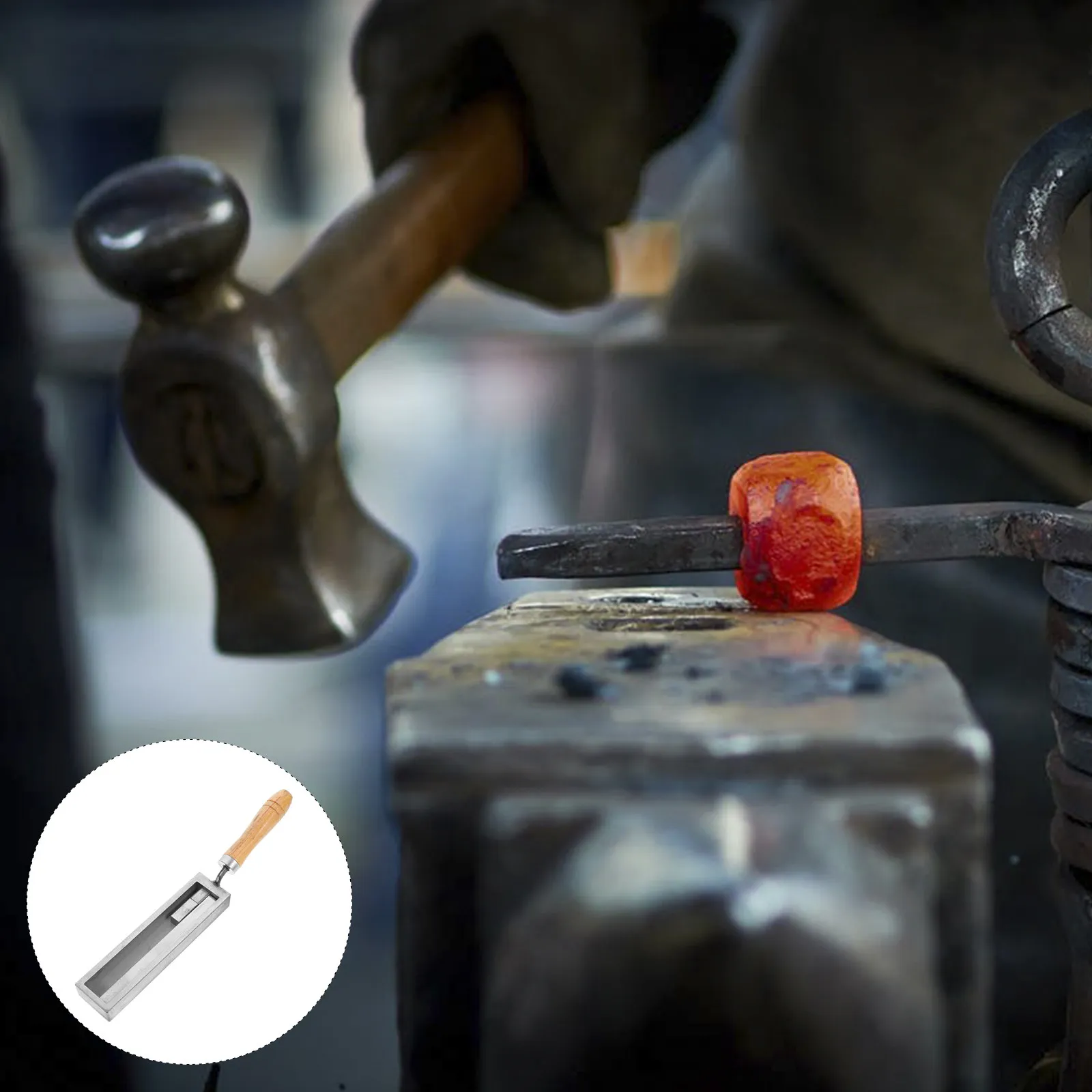 

Metal Melting Mold Professional Gold Silver Ingot Casting Tool Iron Frame Wooden Grip for DIY Scrap Refining Smelting Work