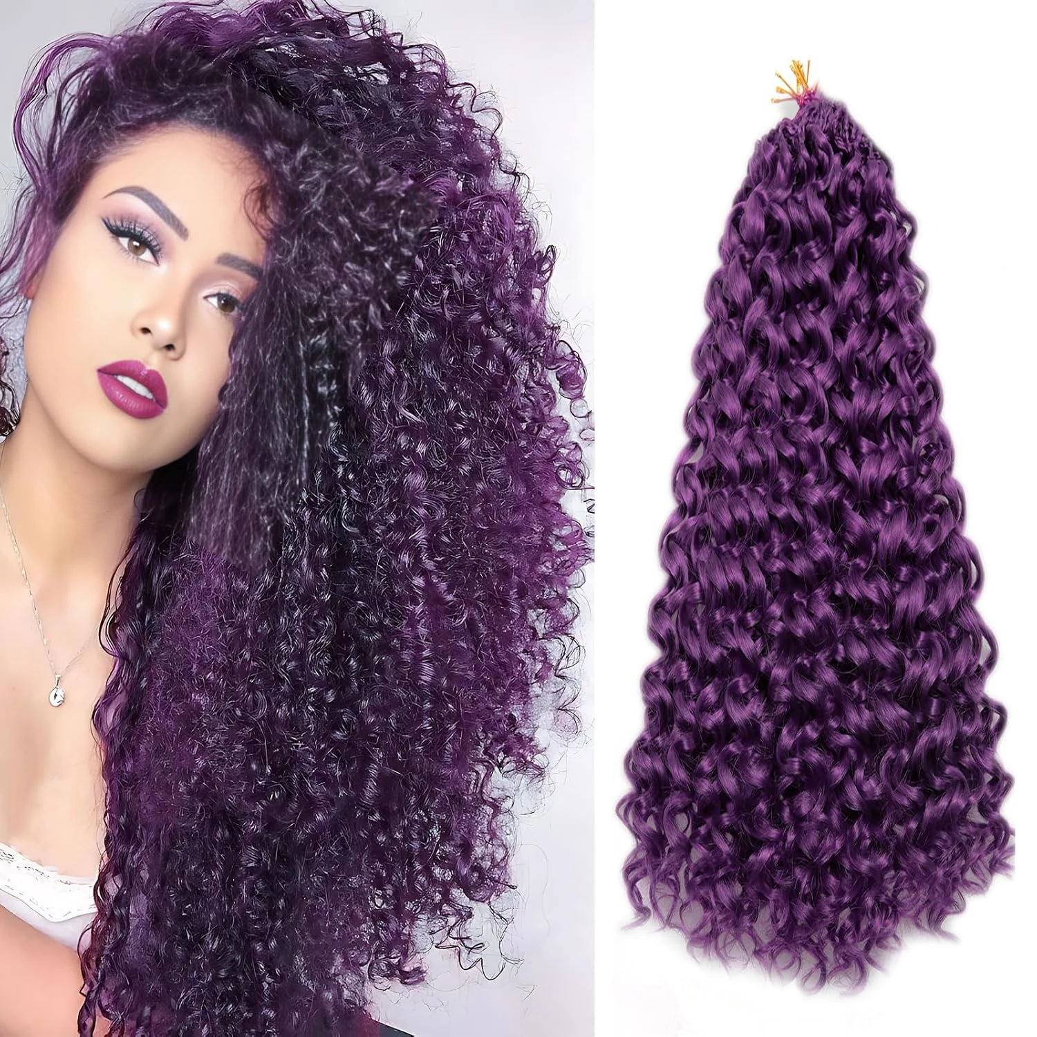 Pre‑Looped Boho Gogo Curl Crochet Hair 8 Packs Synthetic Braiding Hair Extensions Curly Texture for Women Daily Vacation Party