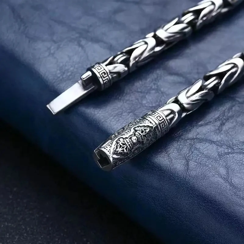 S925 Silver Vajra pestle woven bracelet Hip hop retro fashion male couple bracelet gift for boyfriend and girlfriend
