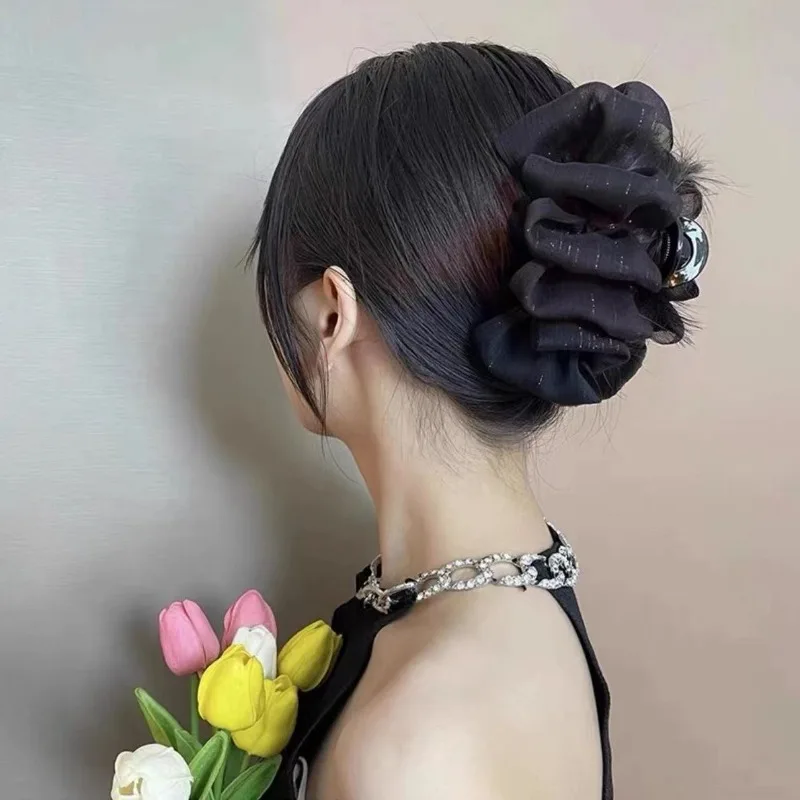 両面メッシュヘアクリップ、ロリータレトロ、ガールズバックスプーン、固定ヘアサイド、ブラックボウノット、ラインストーンレースヘッドウェア、2023