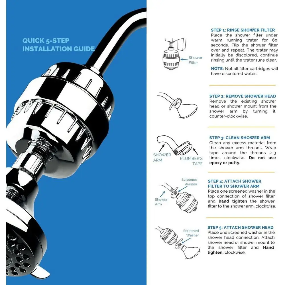 ไส้กรองฝักบัว AquaBliss ประสิทธิภาพสูง - ช่วยลดอาการผิวแห้ง รังแค กลาก ช่วยบำรุงผิว ผม และเล็บ - สีนิกเกิลขัดเงา