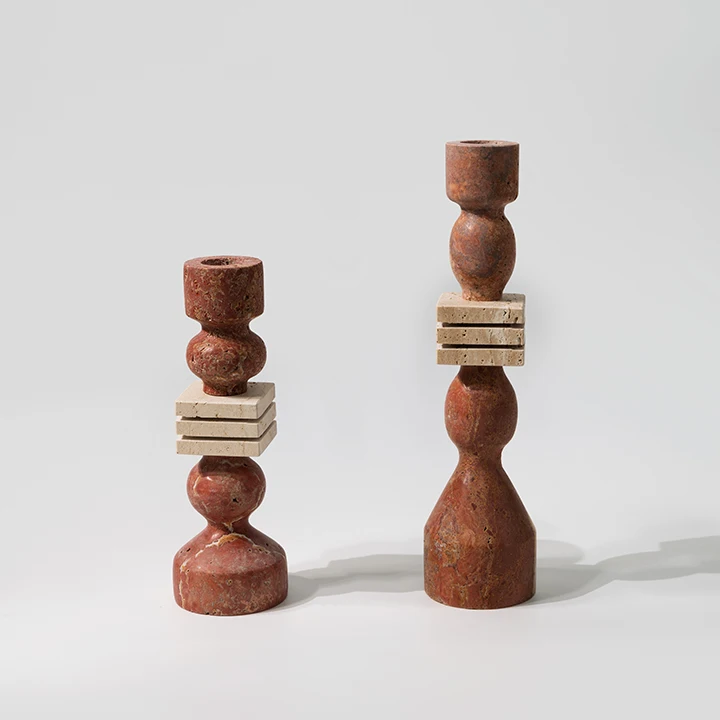 New Classic Home Decorative Brown Marble Bead Candle Holder Handmade Marble Decoration Home Gifts