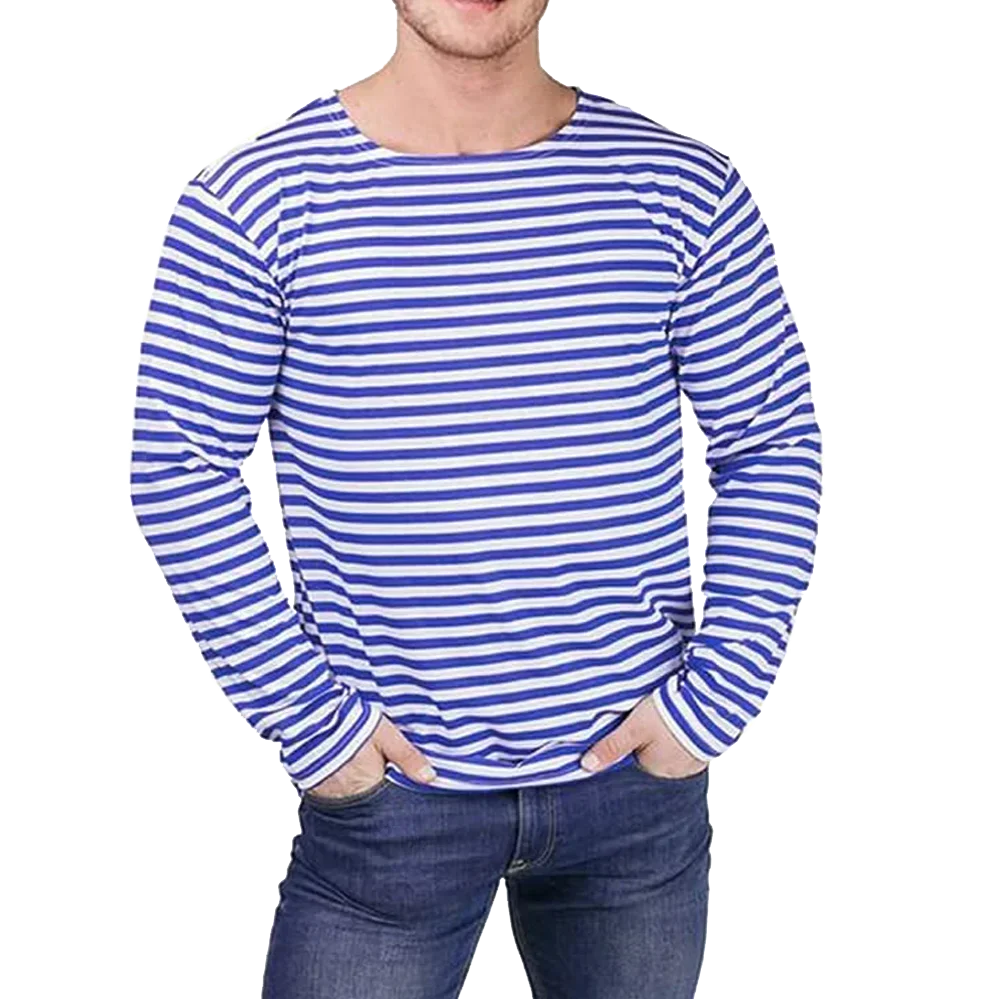 Russian Airborne Troops VDV Paratrooper Stripes T-Shirt Polyester Cotton Long Sleeve Mens Sailor Striped Shirt Telnyashka Tops