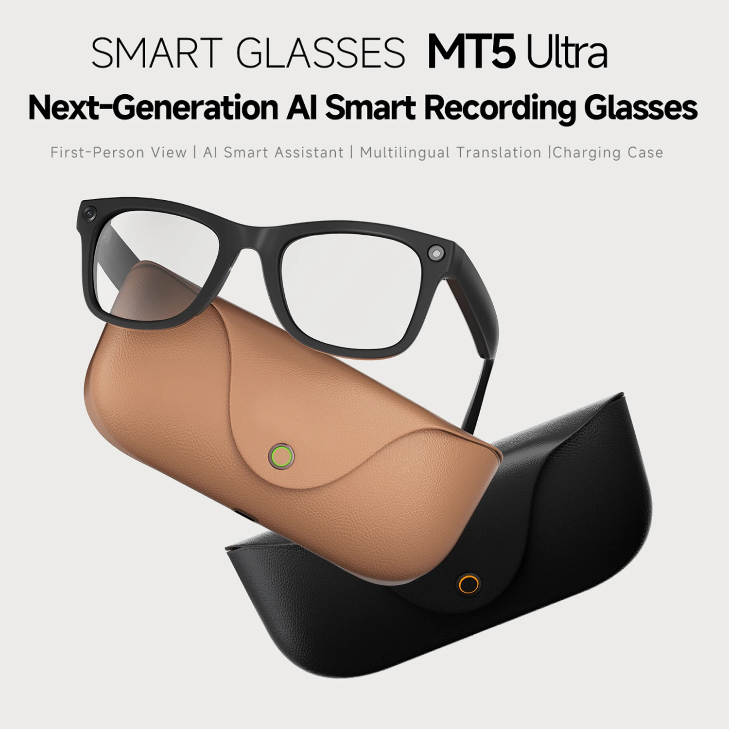 

MT5 Ultra Smart Glasses 8MP HD Camera Video Recording Voice Call With Charging Case Intelligent AI Translation Smart Glasses