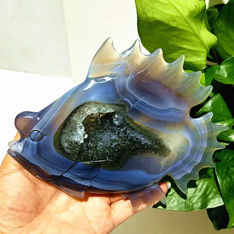 천연 마노 스톤 크리스탈 Druzy Geode Bougainvillea 물고기 동상 명상 에너지 치유 풍수 크리스탈 룸 장식