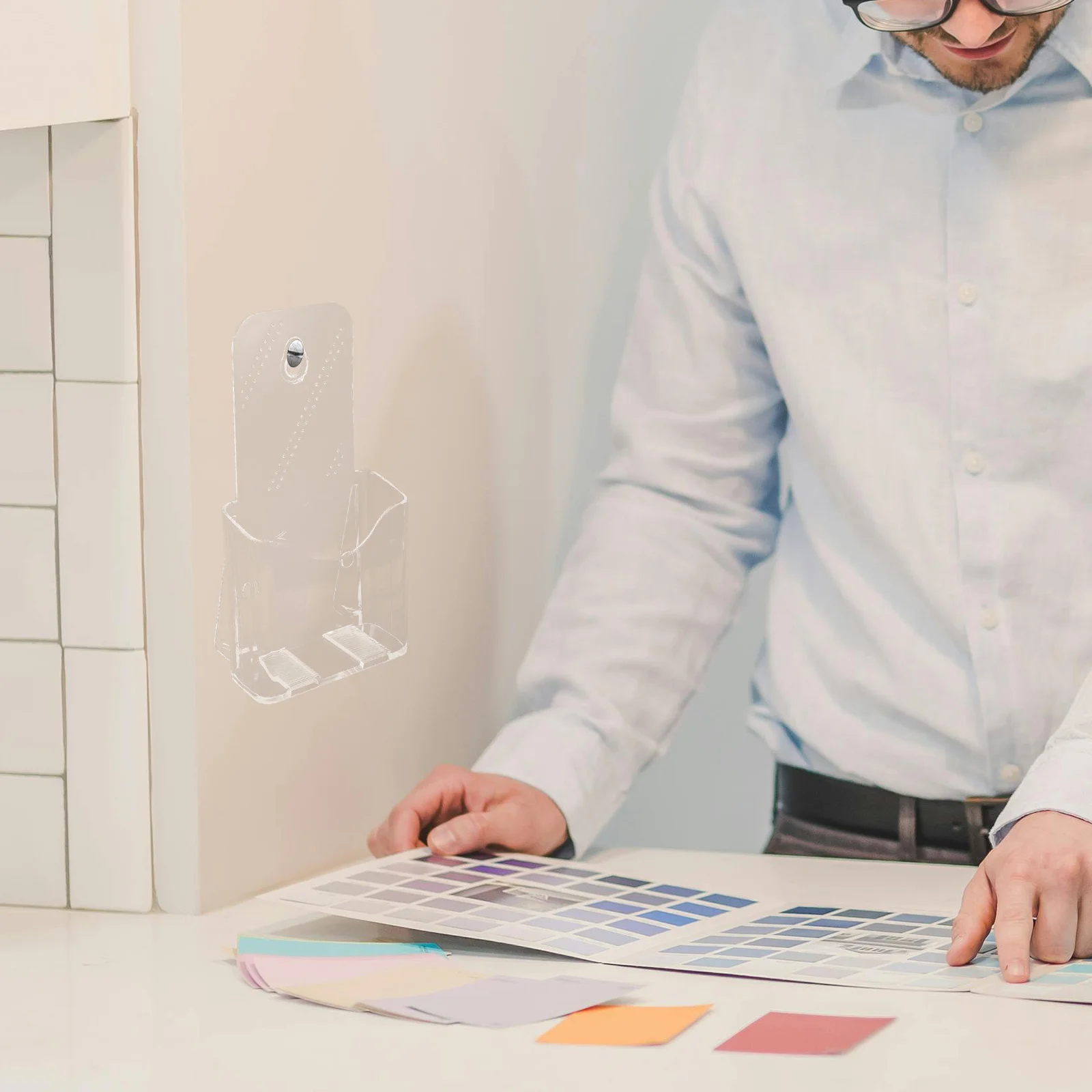 

2Pcs Acrylic Literature Rack Clear Magazine Document Holder File Storage Organizer Desk Shelf Paper Display Stand for Office