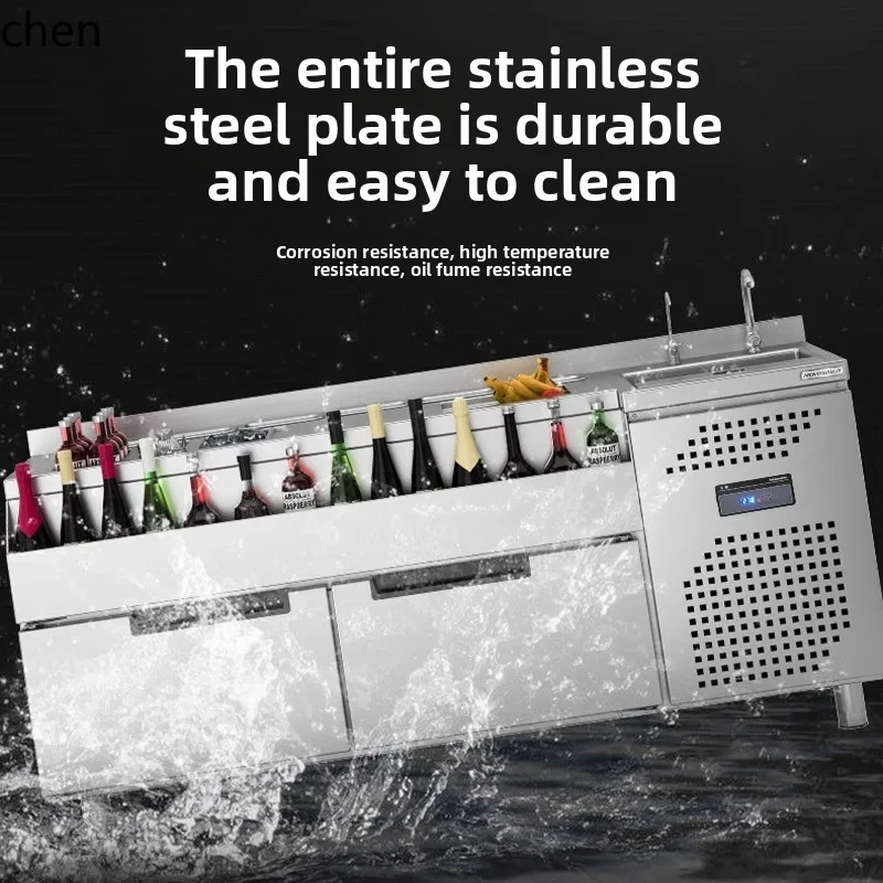 ZML Commercial Workbench Refrigerated Wine Bar Operating Table Wine Tank Cabinet