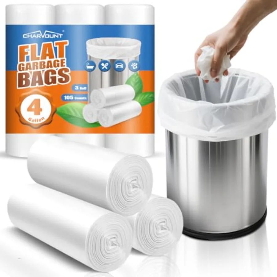 Small Trash Bags 4 Gallon 105 Count Small Garbage Bags for Bedroom Office, Kitchen Trash Can Mini Trash Bags for Wastebasket Bi