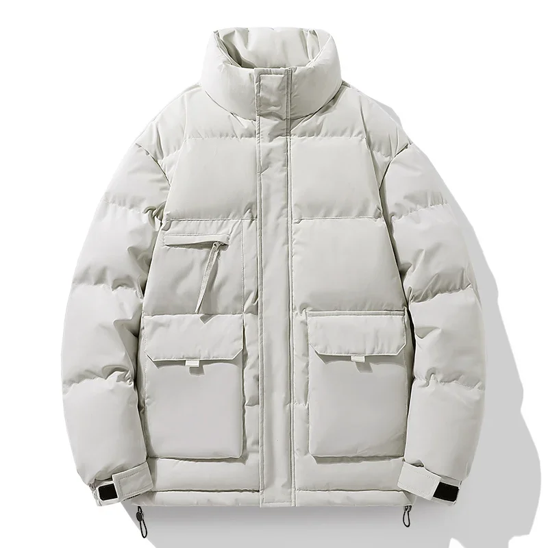 Winter Men's Parkas Fashion Casual Stand Collar Warm Parka Outwear Male Solid Thick Loose Korean Style Jackets Plus Size