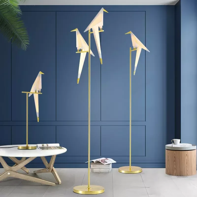 

Bird Floor Lamp Creative Acrylic Thousand Paper Cranes Perch Gold For Living Room Bedroom Home Decor Origami