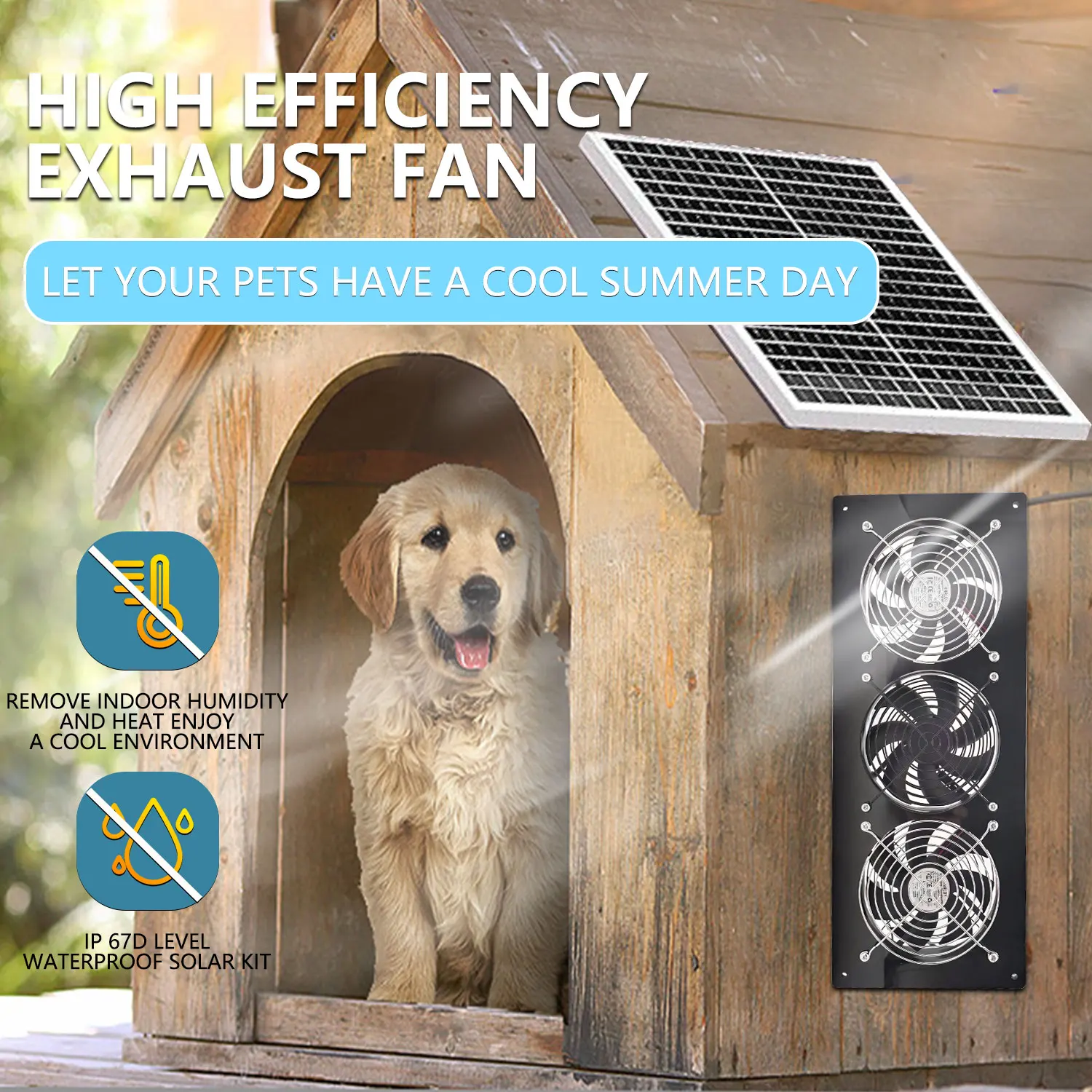 

2026 hot sales 25W 3 in 1 High Speed Brushless DC Solar Panel Fan Kit Bidirectional Ventilation for Attic Barn Coop RV Cooling