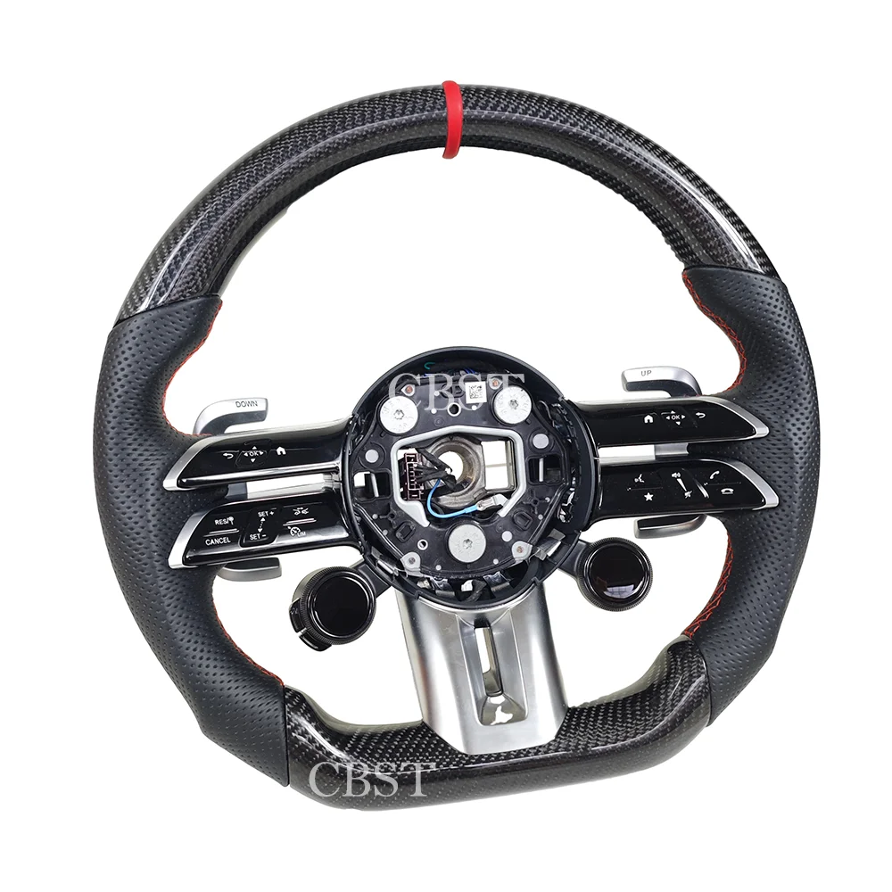 3K Carbon Fiber Steering Wheel for Mercedes AMG W206 A45 C45 C63 E63 S63 CLS CLA GLA GLC GLS AMG 2021~2025  Plug & Play Paddle
