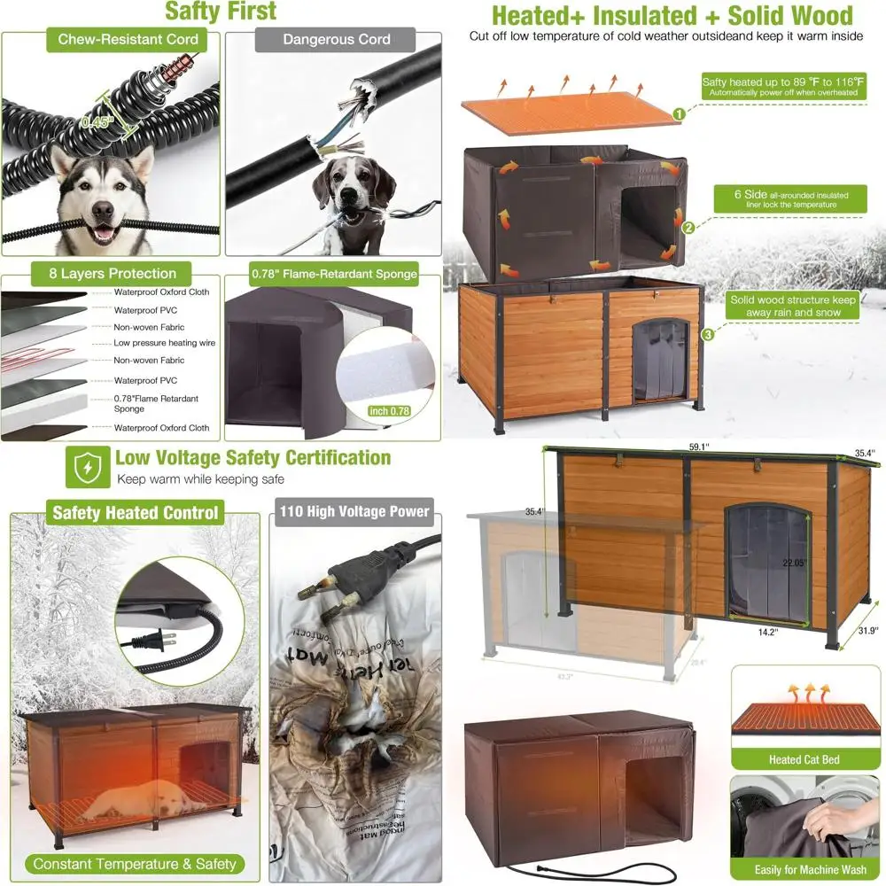 Extra Large Insulated Dog House with Heater