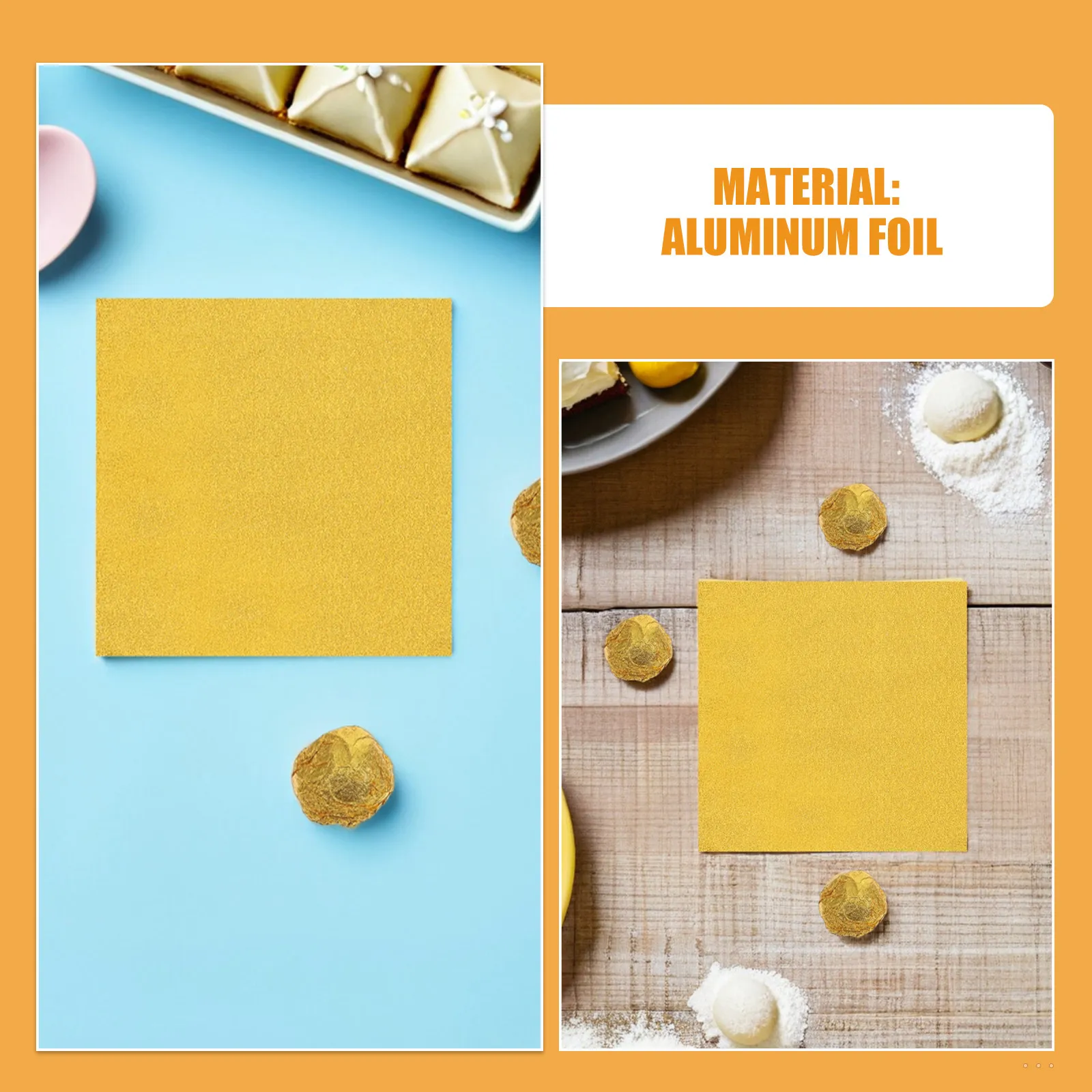 Gold Aluminum Foil Candy Wrappers 400Pcs Chocolate Packaging Sheets for Baking Party Holiday Treats