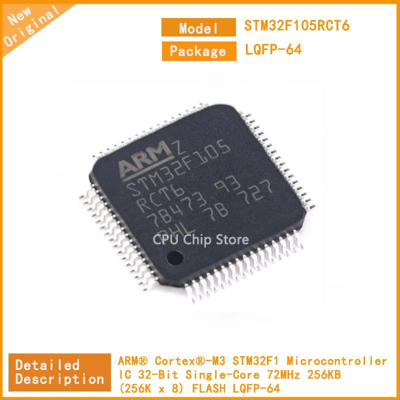 5Pcs/Lot  New Original STM32F105RCT6 STM32F105 STM32F Microcontroller IC 32-Bit Single-Core 72MHz 256KB (256K x 8) FLASH LQFP-64