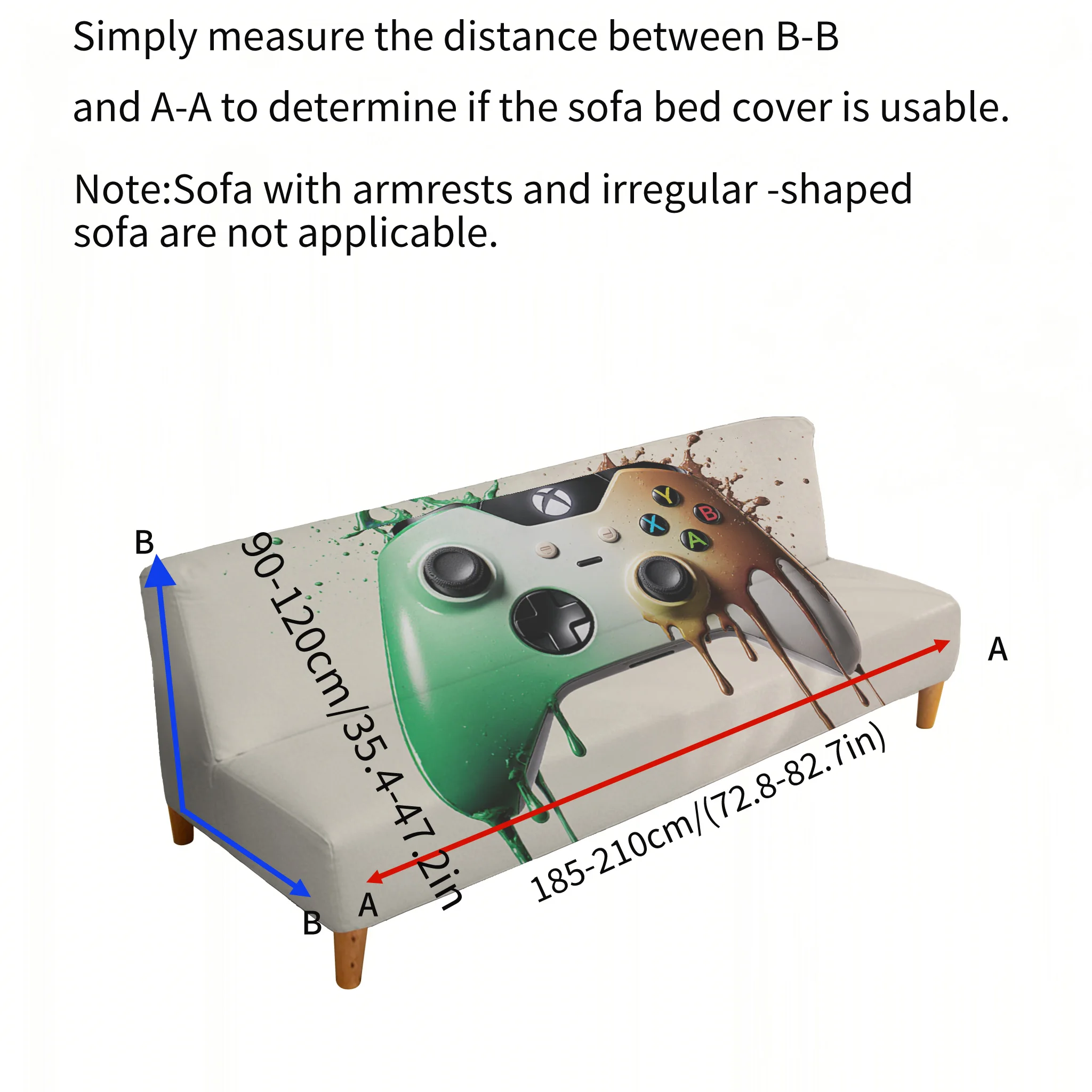 Green-brown melted gamepad elastic sofa cover, living room sofa cover, dustproof washable sofa cover