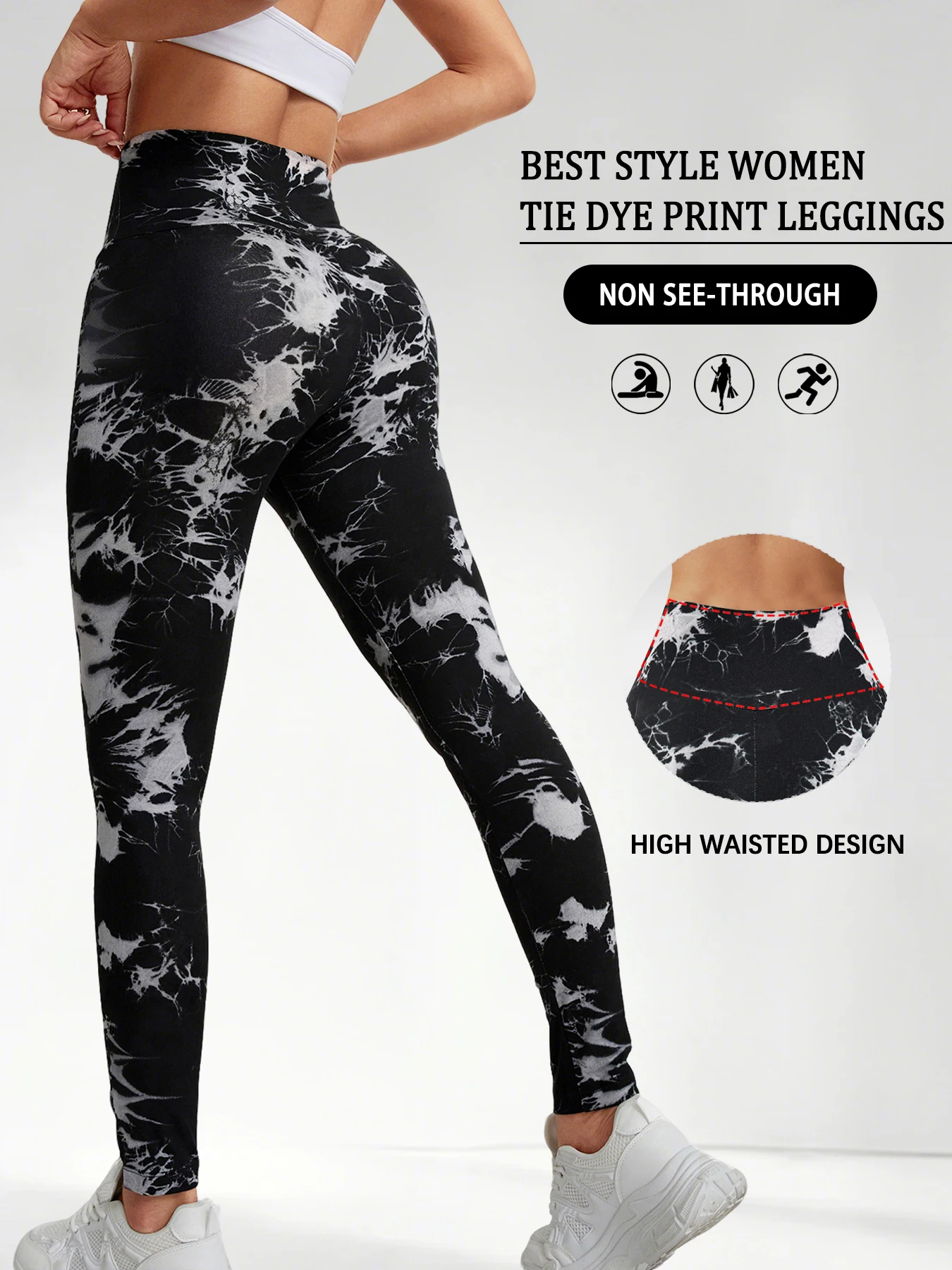 

3 Pack Super Soft High Waisted Tie Dye Push Up Gym Fitness for Women Yoga Running No See Through Workout Athletic Tights
