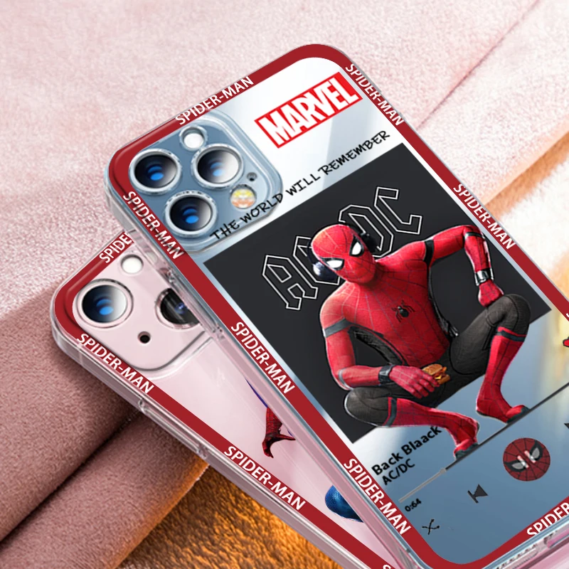 Marvel Superhero Spiderman Art Phone Case For Apple iPhone 14 13 12 11 SE XS XR X 7 8 6 mini Plus Pro MAX Soft Transparent Cover