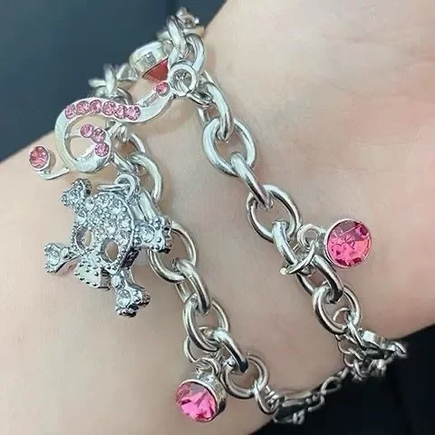 قلادة وخاتم مرصع بالألماس على شكل مدرسة الأشباح اللطيفة من Monster High Cute Ghost School، سوار رأس جمجمة Y2K عصري للفتيات #4