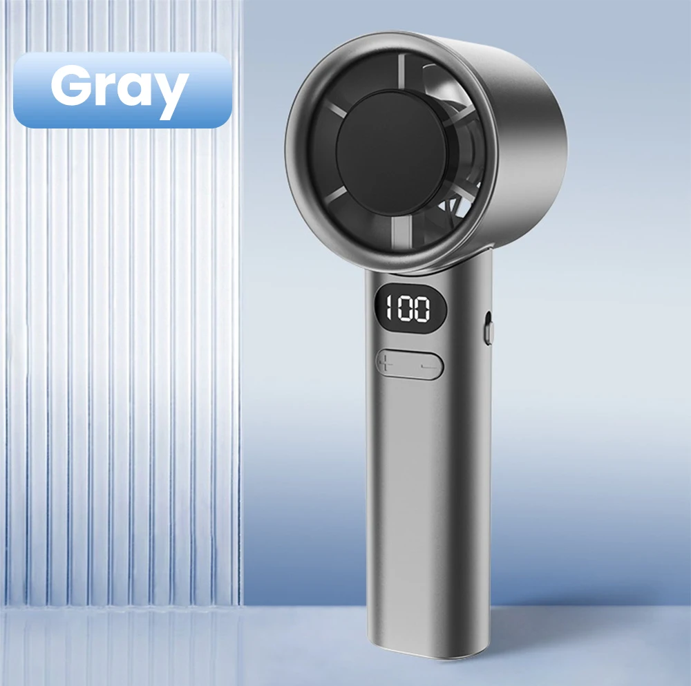 Turbo Mini Fan Adjustable High Wind USB Rechargeable Handheld Battery Display Turbofan Portable Home Outdoor Electric Fan Mini