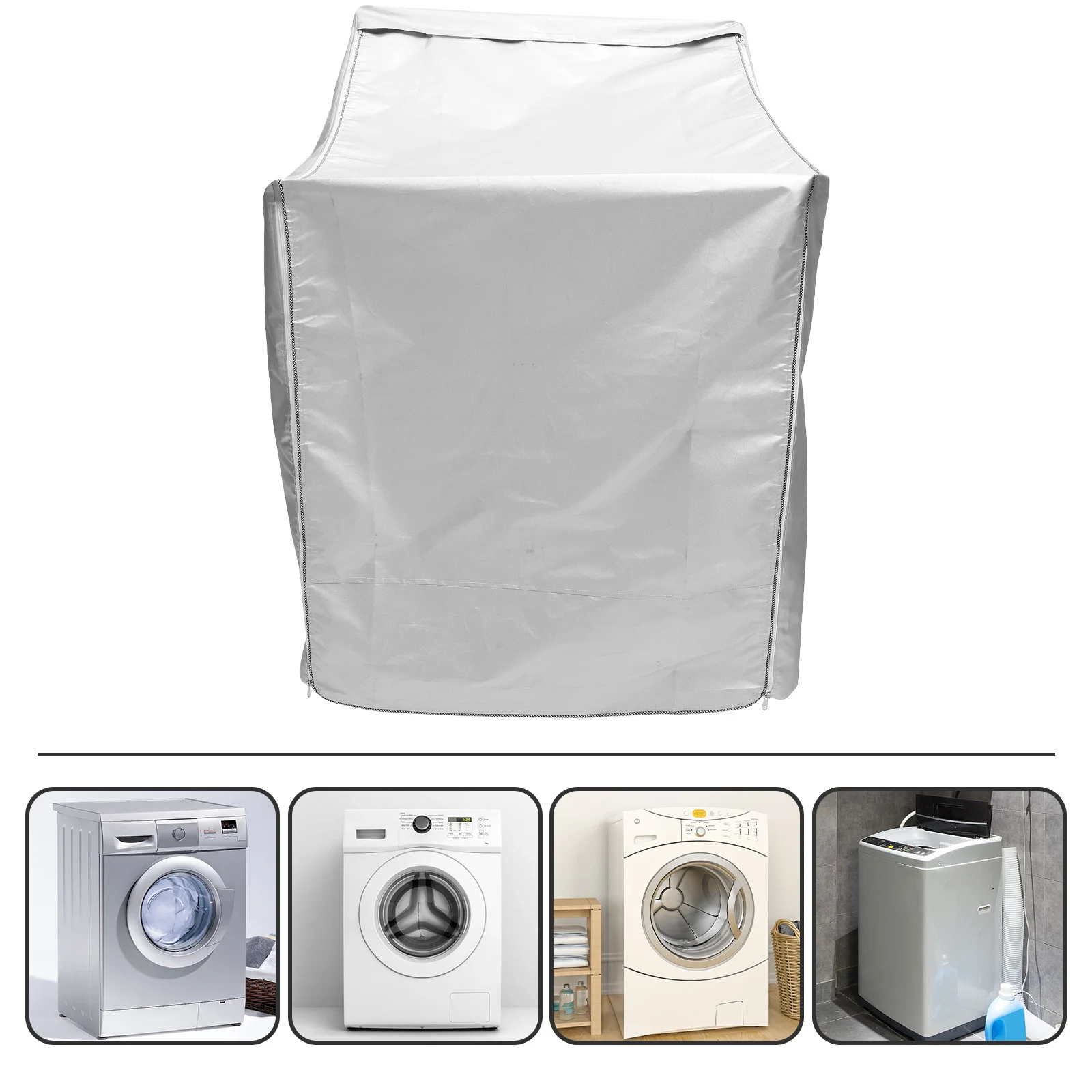 

Washing Machine Cover Waterproof Dustproof Protector for Top and Front Loaders Easy Fit Zipper Design Washer Dryer Cover