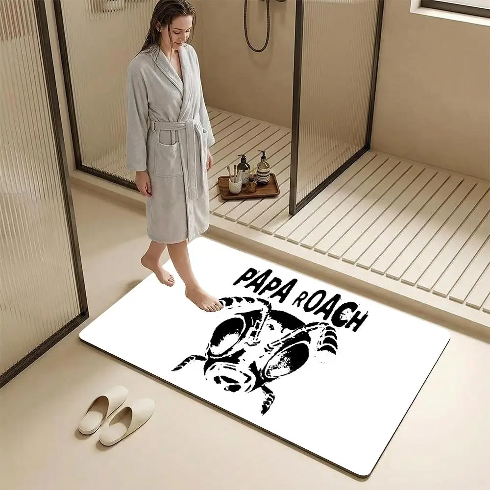 Papa R-roach Band Floor Mat Diatomite Bath Mat – Highly Absorbent, Non-Slip, Quick-Drying Bathroom Rug