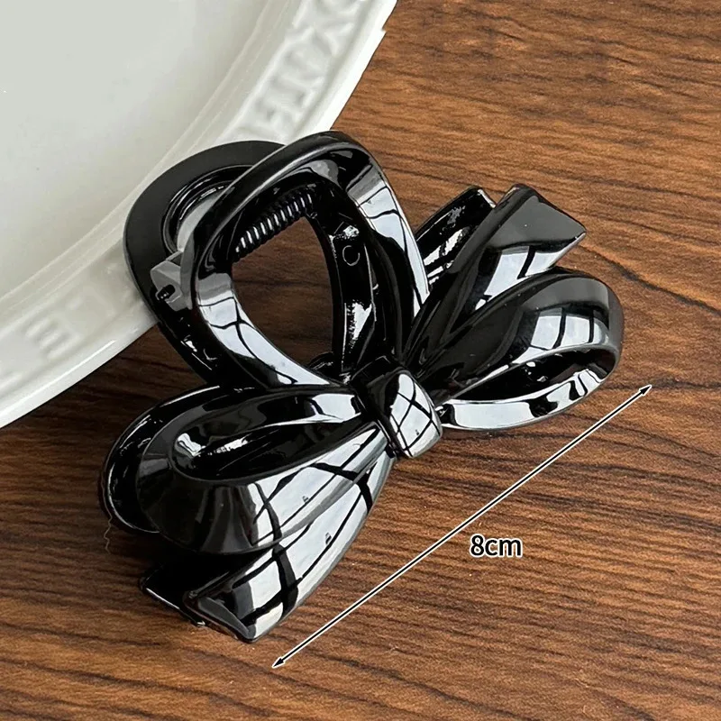 British-style Solid Color Bow Hair Clip – Elegant Back-of-Head Bow Hair Clasp, French-Inspired Graceful & Soft-Toned Hair Clip