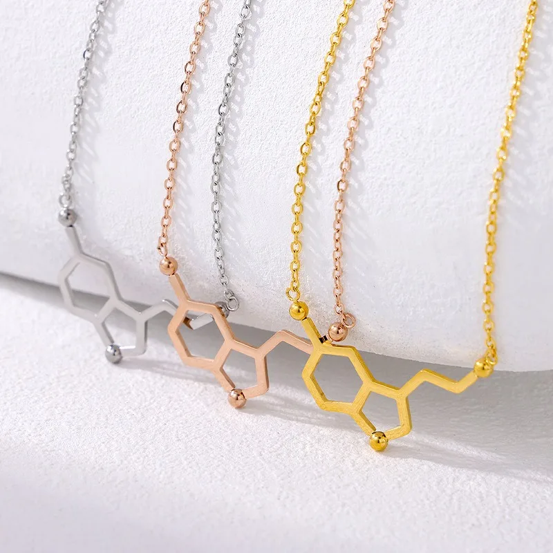 Dopamine Molecule Necklace Chemical Structure Pendant Gift Necklaces For Girls Science Enthusiasts Daily Accessories