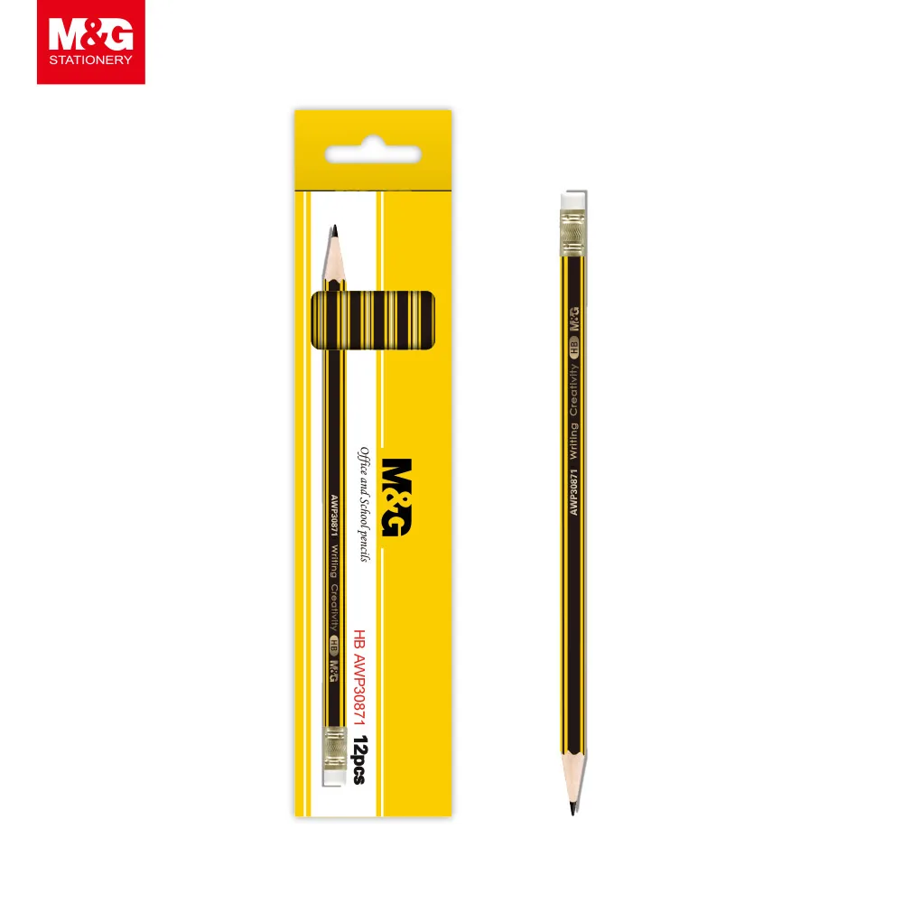 M&G Hexagonal Wooden Pencil HB With Eraser Economical Pencil