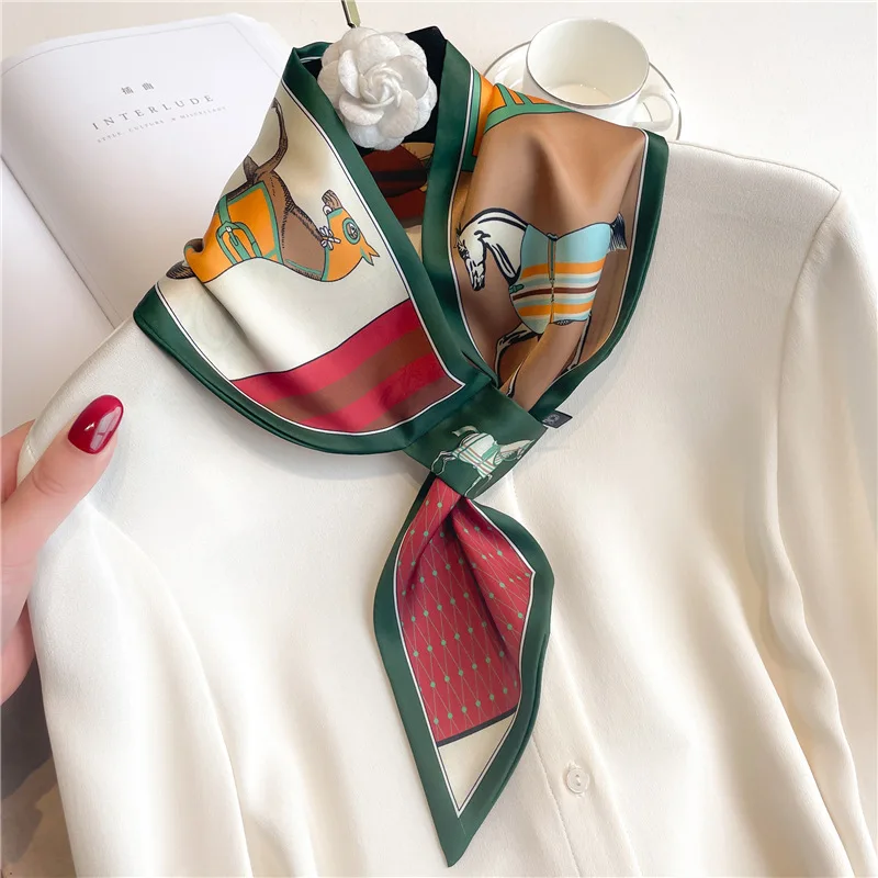 Luxury Brand Skinny Neckerchief Scarf For Women Satin Silk Ribbons Bandana Ladies Neck Tie Wrist Wrap Shawl Echarpe