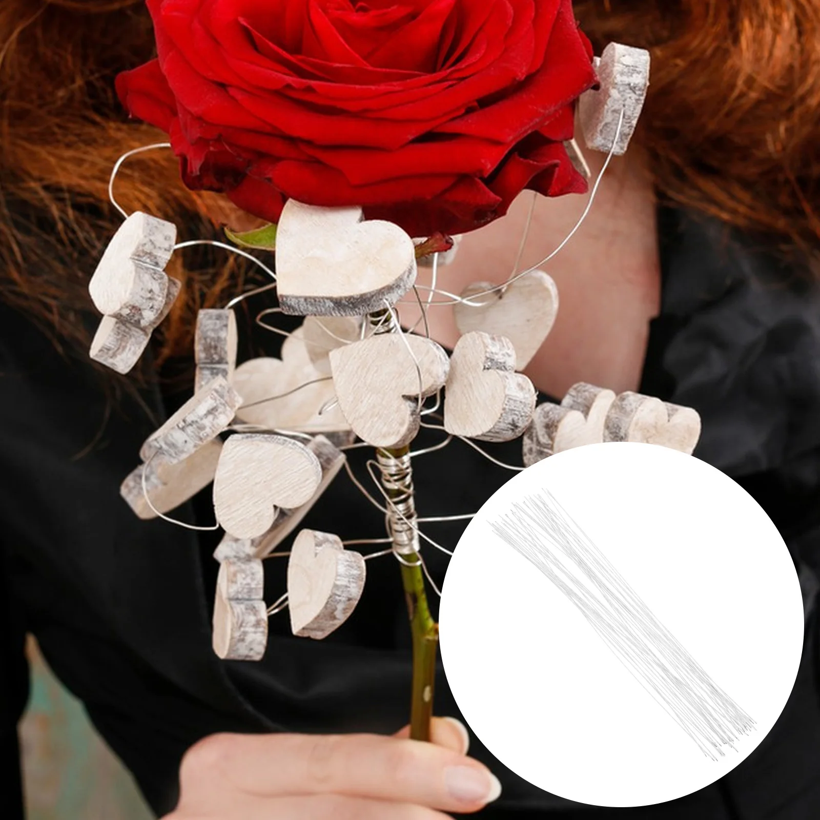 

40 pcs Stems Thick For Diy Arrangements Artificial Flower Stems Bendable Stem Iron Wire For Crafts Wedding