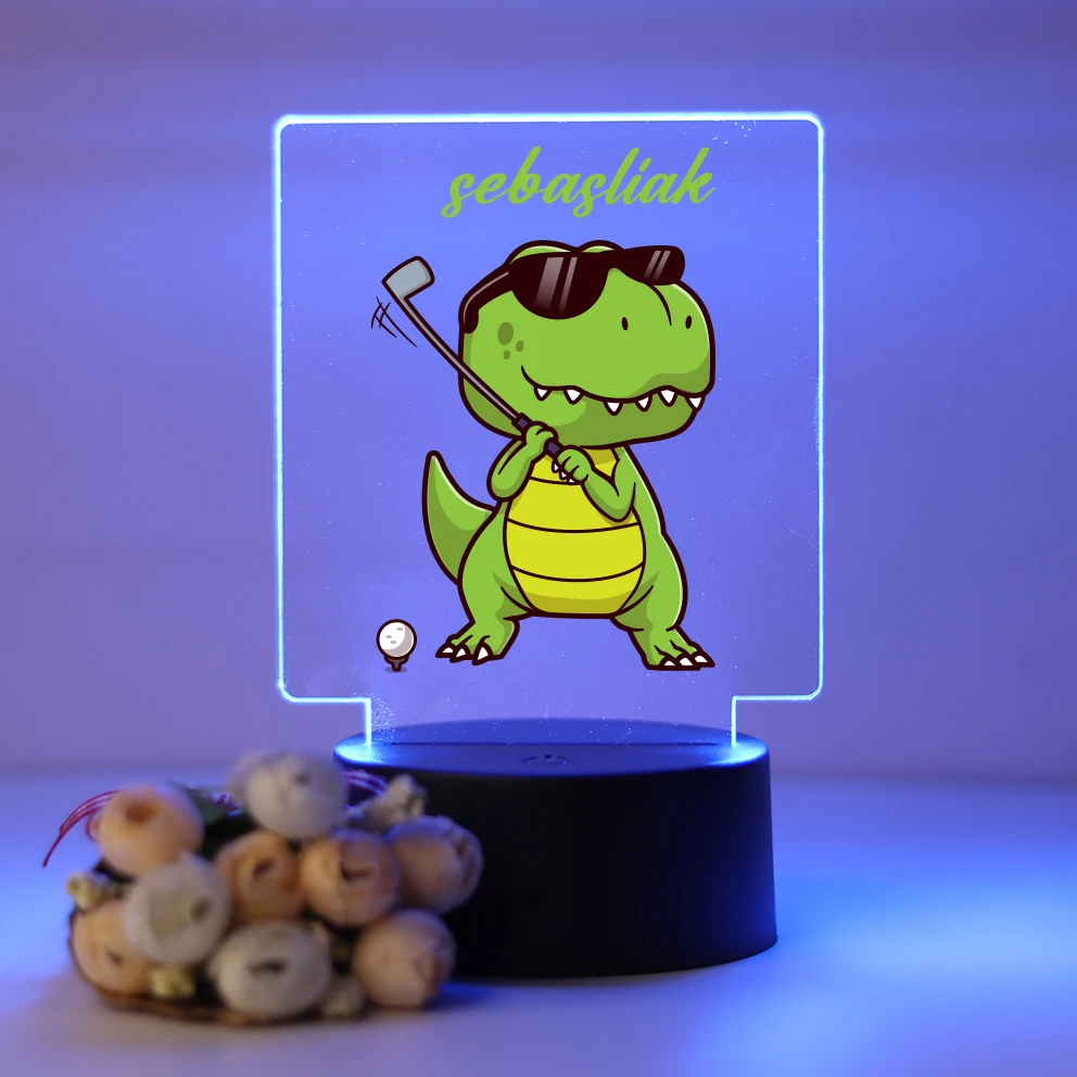 

Personalized Custom Dinosaur Cartoon 3D Led Night Light For Bedroom Decor Birthday Gift 3D Led Night Light Color Changing