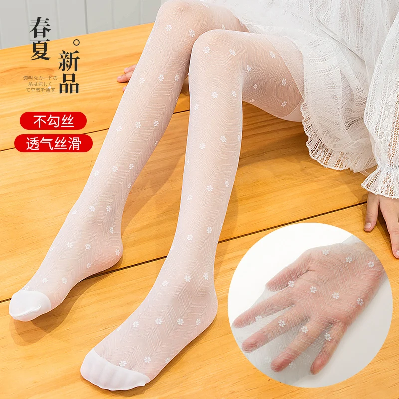 baby twill anti-snagging mosquito Embroidery flower pantyhose summer cute floret girls pantyhose thin transparent kids stockings