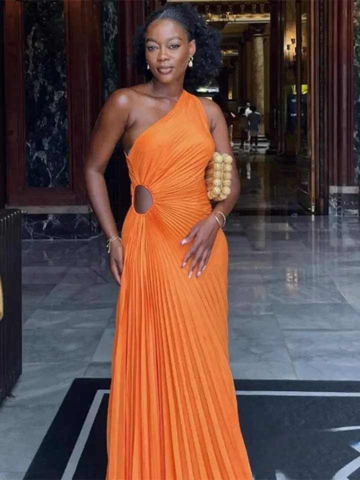 Seksowna, plisowana, marszczona sukienka A-line dla kobiet, z wysokim stanem, dekoltem w serek, długa, wyszczuplająca suknia wieczorowa, elegancka, na studniówkę, letnia moda.