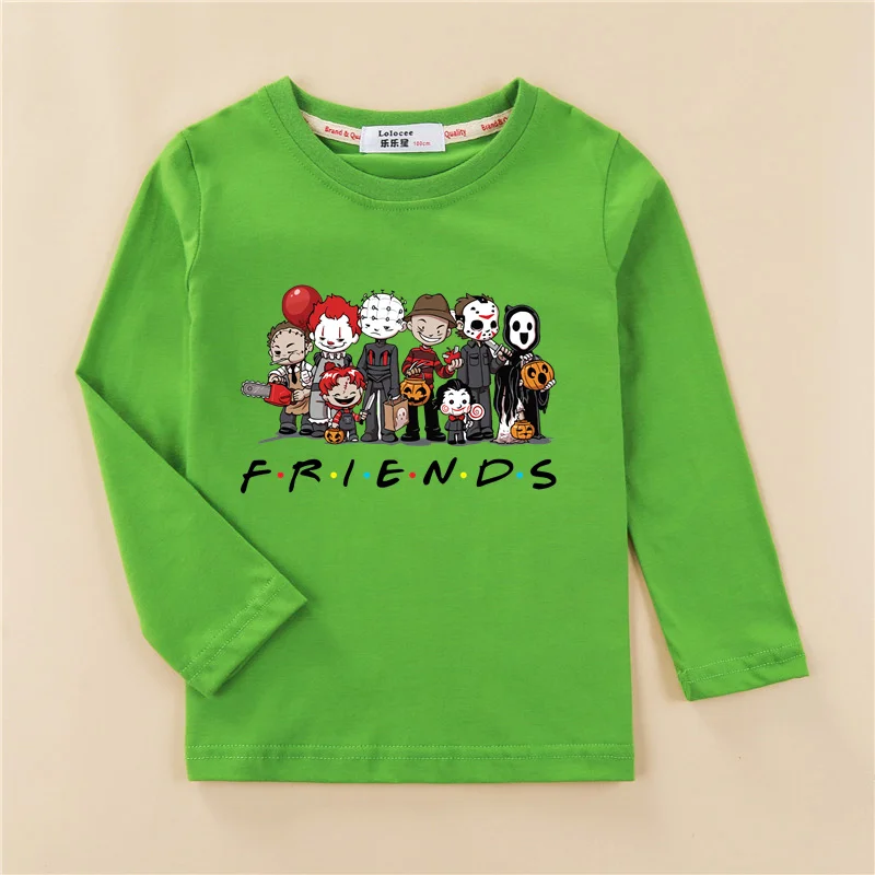 American Horror Story T-shirt Baby Boys Long Sleeve Shirt Halloween Cartoon Tops Children Spring and Autumn Tees