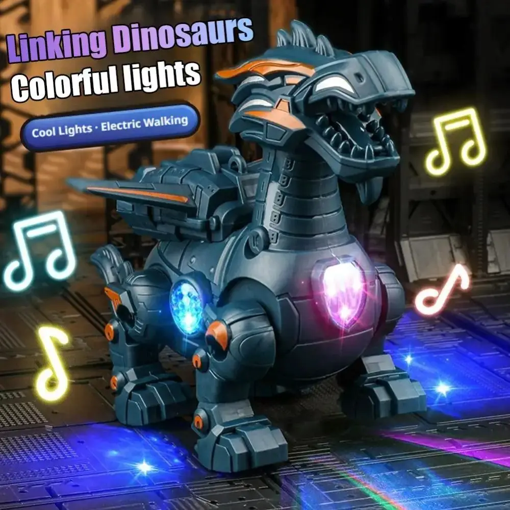 Cool Light Mechanical Dinosaur Simulation Fire Electric Powered Electric Puzzle Model Children Entertainment Toy Puzzle Assembly