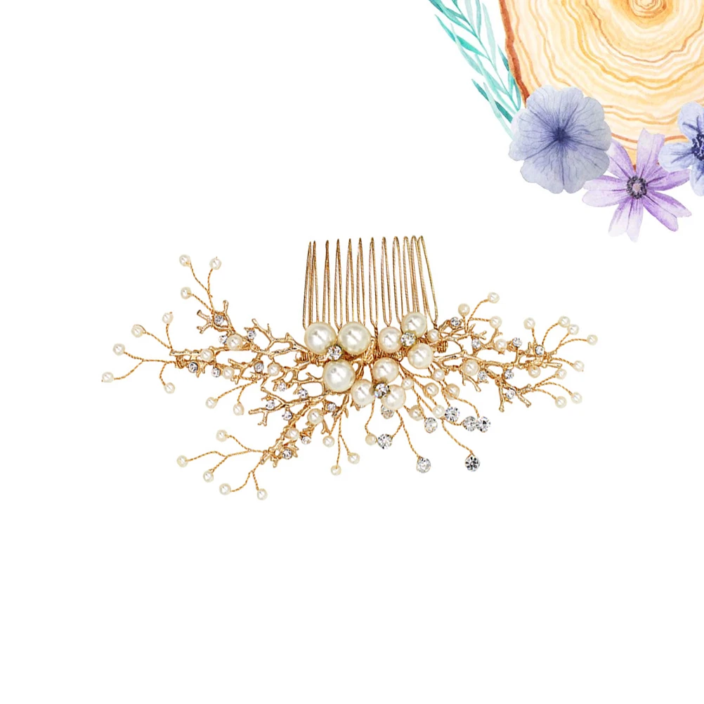 

Women Hairpin Pearl Rhinestone Wedding Headpiece Bridal Hair Comb Alloy Bridesmaid Accessories Elegant Crystal Bridal Headdress