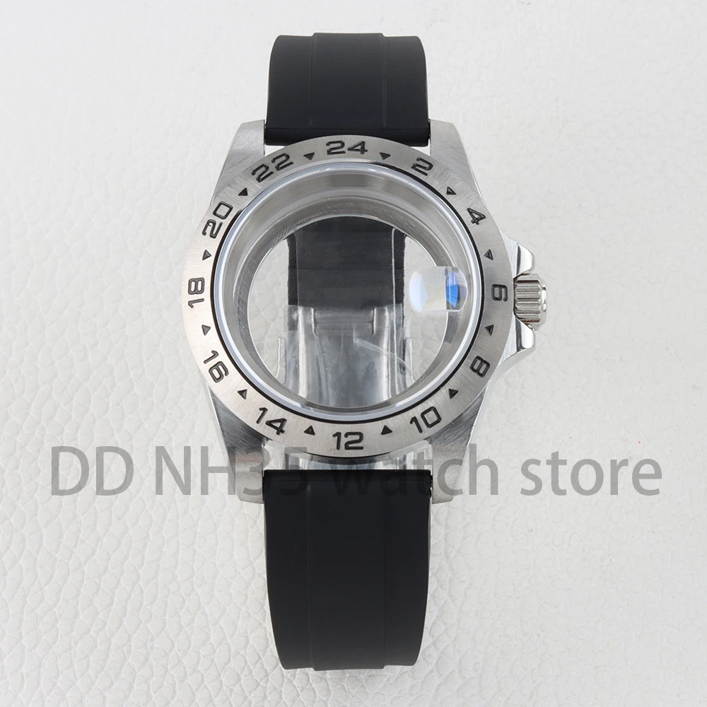 39m EXP 2 NH35 Watch Case Sapphire Glass Stainless Steel Rubber Bracelet For Explorer NH34 NH35 NH36 NH38 Movement 28.5mm Dial