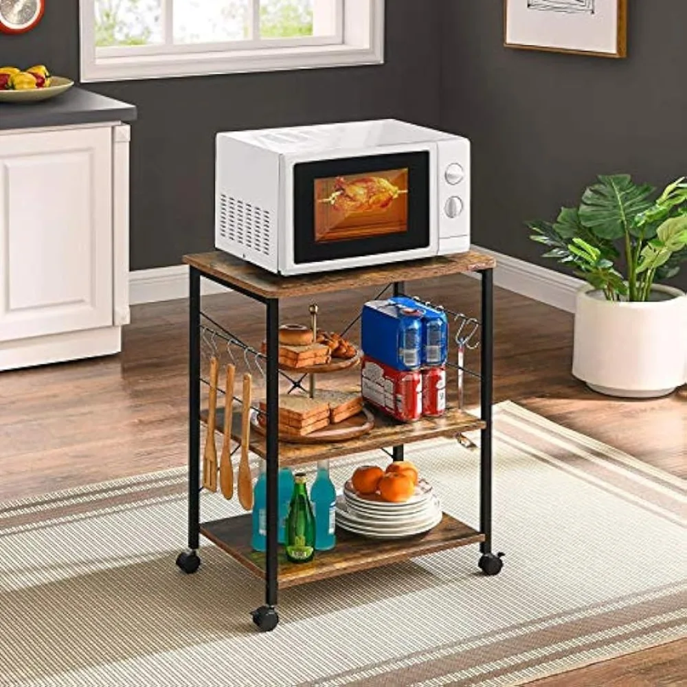 

Mr IRONSTONE Baker's Rack, Kitchen Microwave Cart, Coffee Bar Table Station, 3-Tier Kitchen Utility Storage