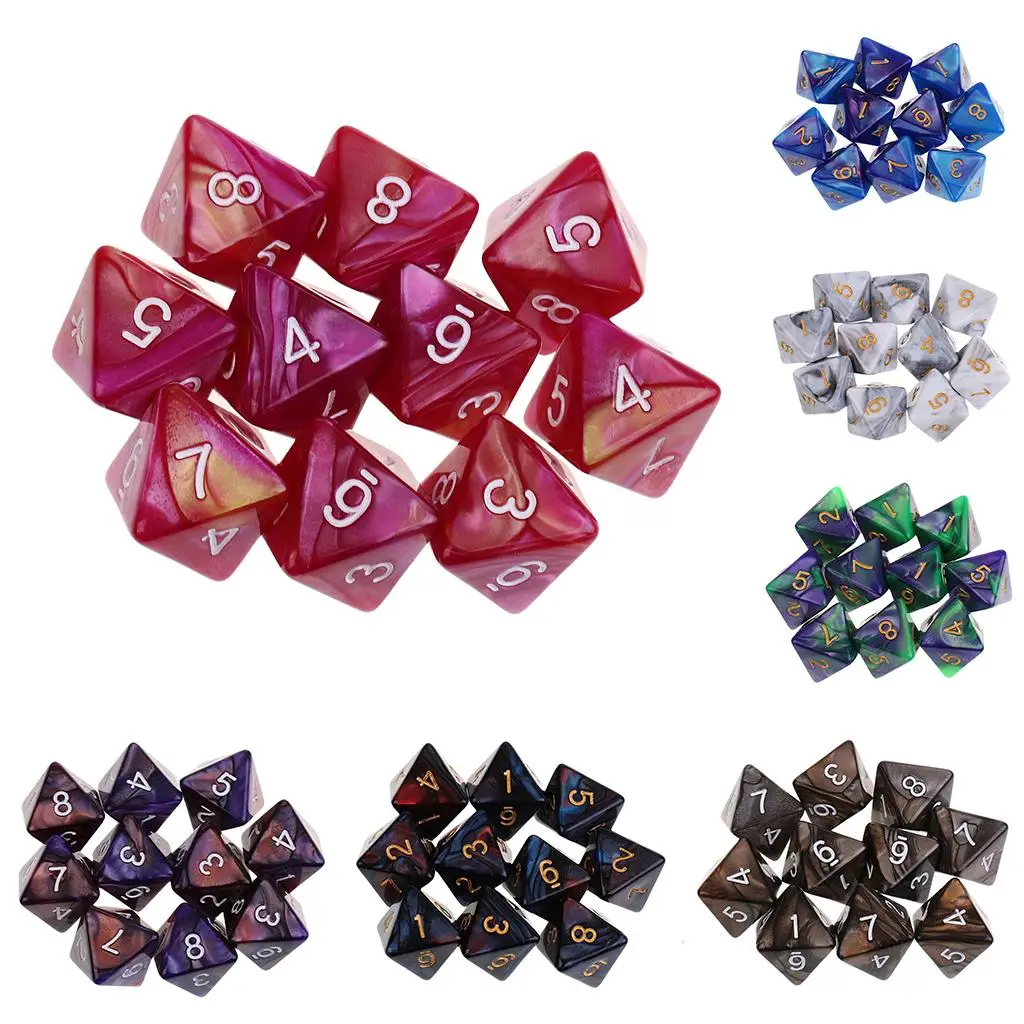 Premium Collection of 10 D8 Polyhedral Dice for Engaging Tabletop Gaming